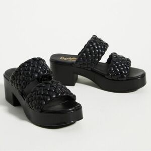 Anthropologie Seychelles Black Braided Platform Heeled Sandals